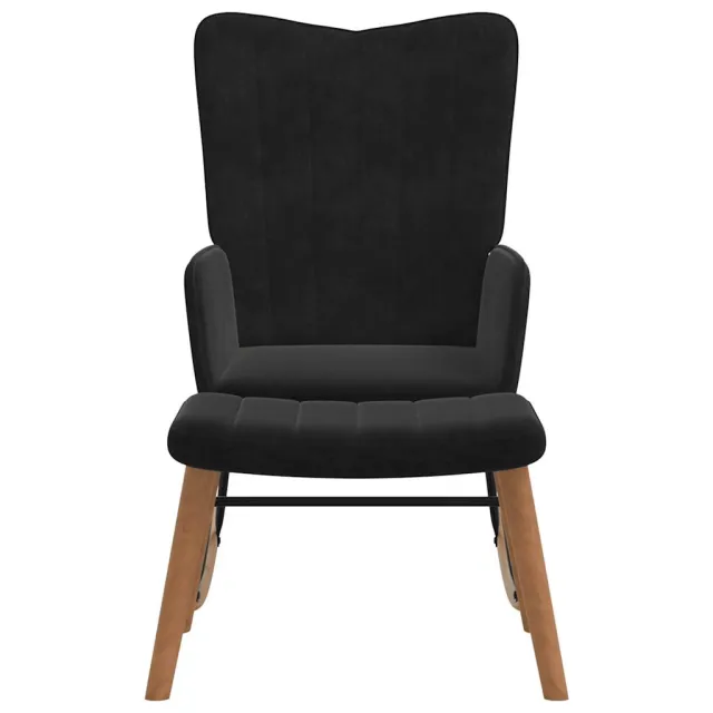 Chaise à bascule avec repose-pied Noir Velours