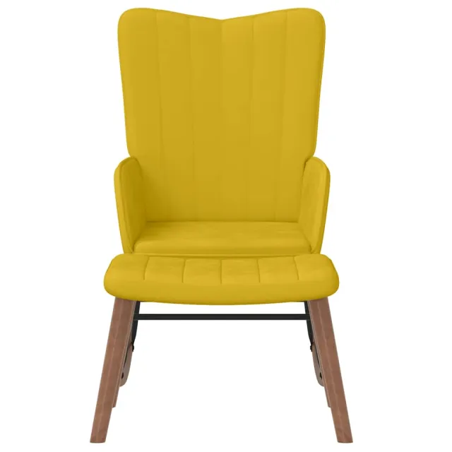 Chaise à bascule avec repose-pied Jaune moutarde Velours