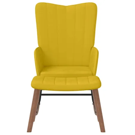 Chaise à bascule avec repose-pied Jaune moutarde Velours