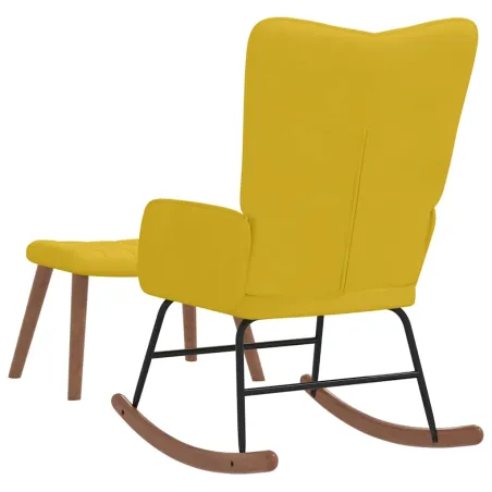 Chaise à bascule avec repose-pied Jaune moutarde Velours