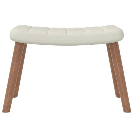 Chaise à bascule avec repose-pied Blanc crème Velours