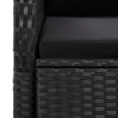 Ensemble à manger de jardin 9pcs coussins noir résine tressée