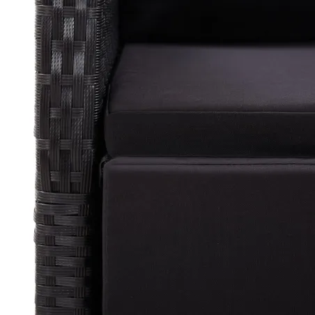 Ensemble à manger de jardin 11 pcs coussins noir résine tressée