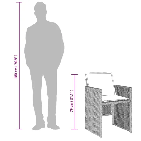 Ensemble à manger de jardin et coussins 9 pcs gris clair rotin