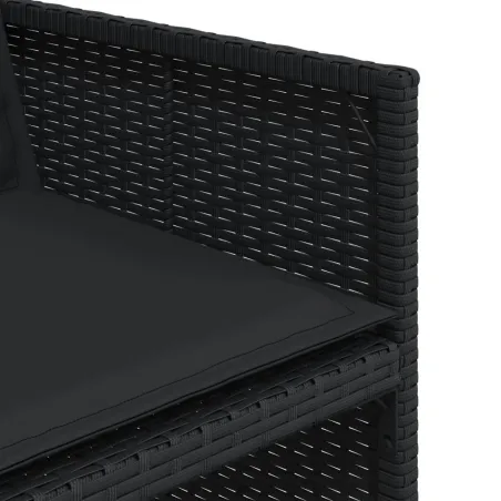 Ensemble à manger de jardin 11 pcs coussins noir résine tressée