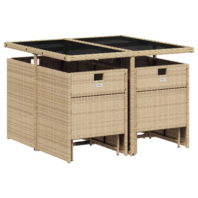 Ensemble à manger de jardin et coussins 9 pcs mélange beige