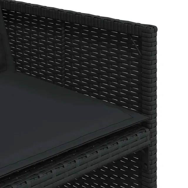 Ensemble à manger de jardin 9pcs coussins noir résine tressée