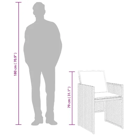 Ensemble à manger de jardin et coussins 11 pcs marron rotin