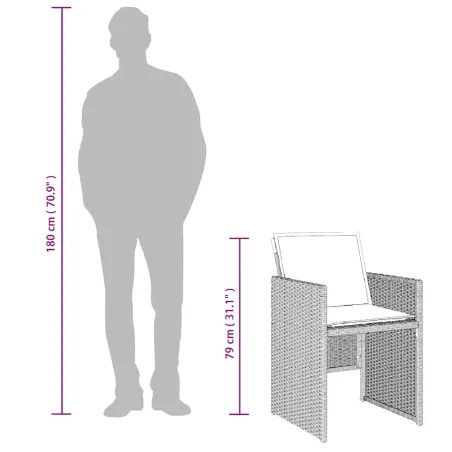 Ensemble à manger de jardin et coussins 15 pcs gris clair rotin