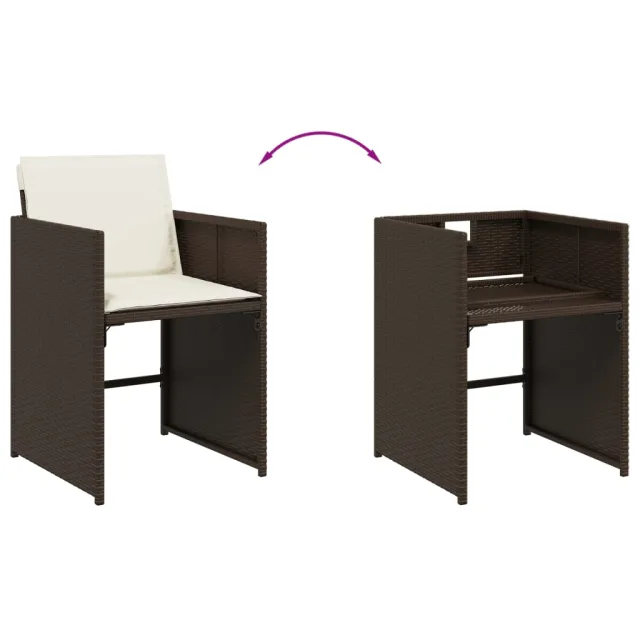 Ensemble à manger de jardin et coussins 7 pcs marron rotin