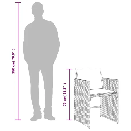 Ensemble à manger de jardin coussins 7 pcs mélange beige rotin