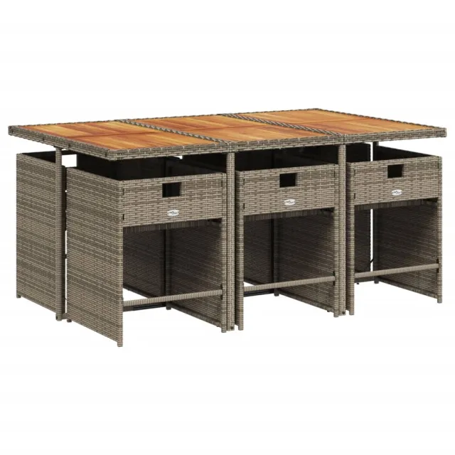 Ensemble à manger de jardin et coussins 7 pcs gris rotin