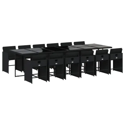 Ensemble à manger de jardin 13 pcs coussins noir résine tressée 2