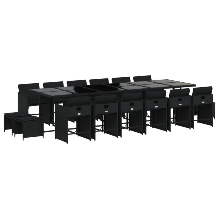 Ensemble à manger de jardin 17 pcs coussins noir résine tressée 2