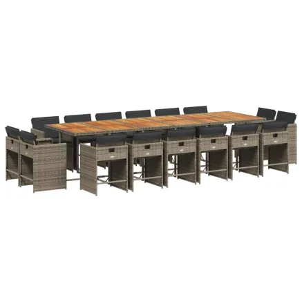 Ensemble à manger de jardin 17 pcs et coussins résine tressée 2