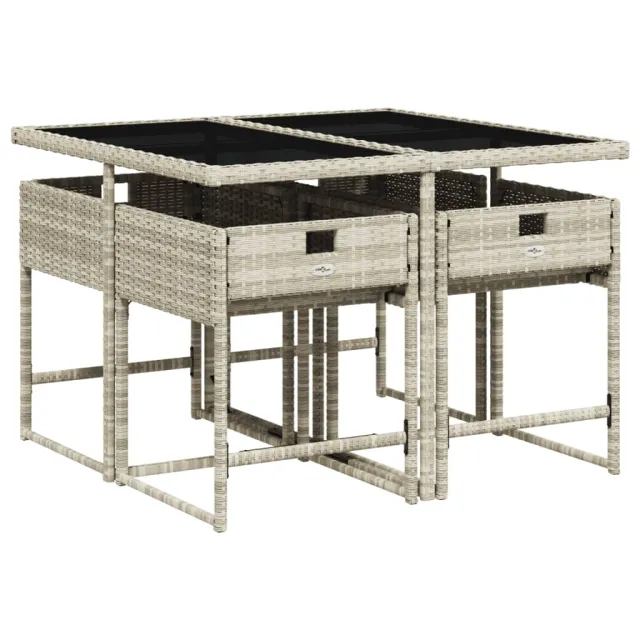 Ensemble à manger de jardin et coussins 5 pcs gris clair rotin