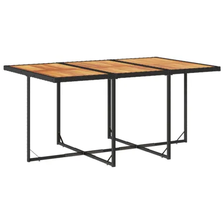 Ensemble à manger de jardin coussins 7pcs Noir Résine tressée