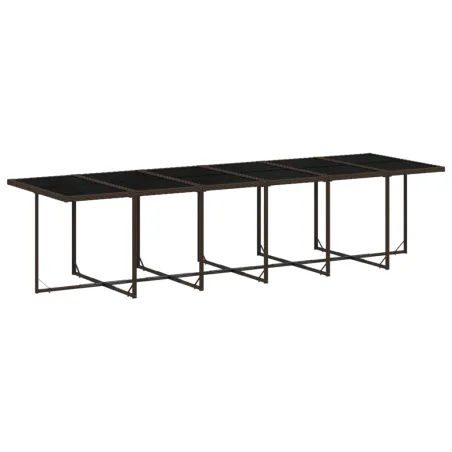 Ensemble à manger de jardin avec coussins 13 pcs marron rotin