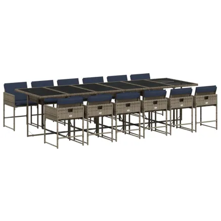 Ensemble à manger de jardin avec coussins 13 pcs résine tressée 2