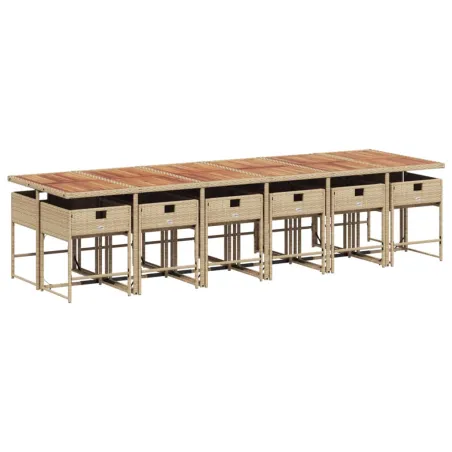 Ensemble à manger de jardin et coussins 13 pcs beige
