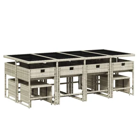 Ensemble à manger de jardin et coussins 13 pcs gris clair rotin