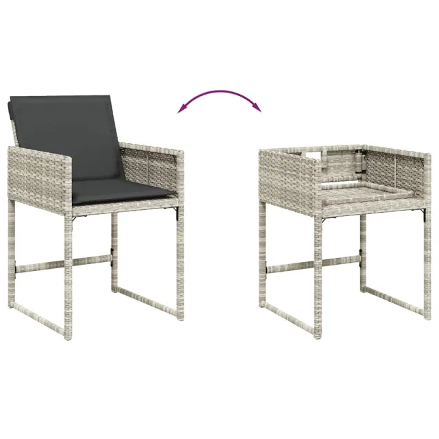 Ensemble à manger de jardin et coussins 17 pcs gris clair rotin