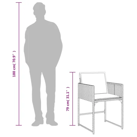 Ensemble à manger de jardin et coussins 11 pcs marron rotin