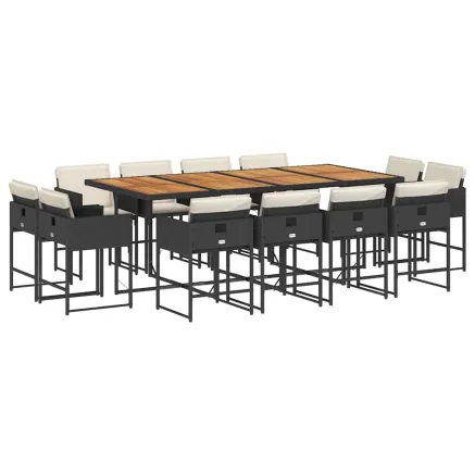 Ensemble à manger de jardin 13 pcs coussins noir résine tressée 2