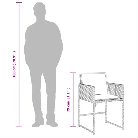 Ensemble à manger de jardin et coussins 17 pcs marron rotin