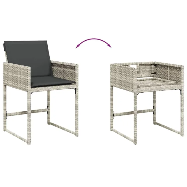 Ensemble à manger de jardin et coussins 17 pcs gris clair rotin