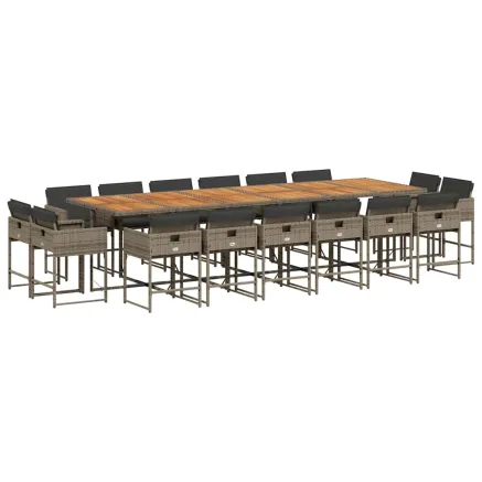 Ensemble à manger de jardin 17 pcs et coussins résine tressée 2