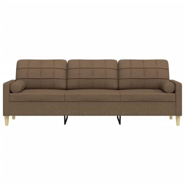 Canapé 3 places avec oreillers décoratifs marron 210 cm tissu