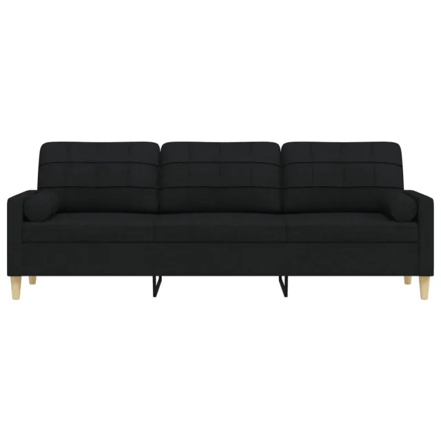 Canapé 3 places avec oreillers décoratifs noir 210 cm tissu