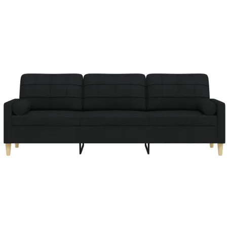 Canapé 3 places avec oreillers décoratifs noir 210 cm tissu