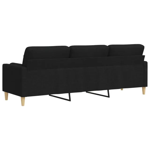 Canapé 3 places avec oreillers décoratifs noir 210 cm tissu