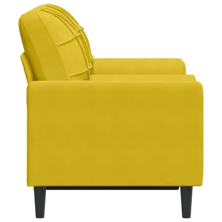 Canapé 2 places avec oreillers décoratifs jaune 120 cm velours