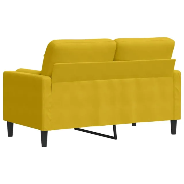 Canapé 2 places avec oreillers décoratifs jaune 120 cm velours