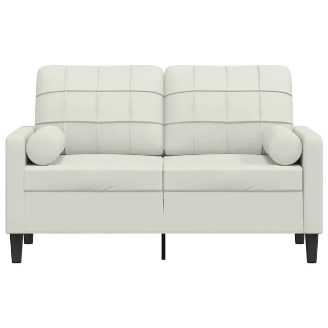 Canapé 2 places avec oreillers décoratifs crème 120 cm velours