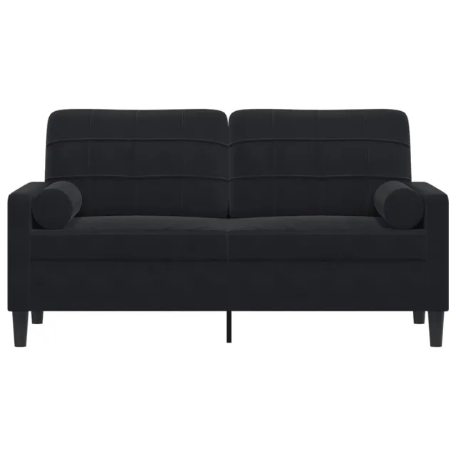 Canapé 2 places avec oreillers décoratifs noir 140 cm velours