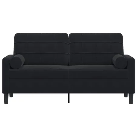 Canapé 2 places avec oreillers décoratifs noir 140 cm velours