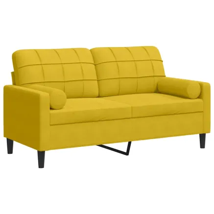 Canapé 2 places avec oreillers décoratifs jaune 140 cm velours 2