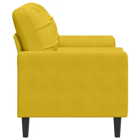 Canapé 2 places avec oreillers décoratifs jaune 140 cm velours