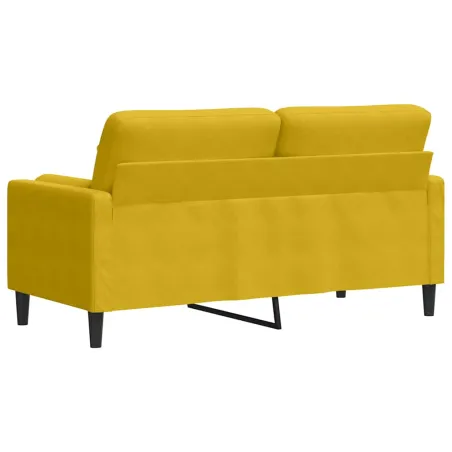 Canapé 2 places avec oreillers décoratifs jaune 140 cm velours