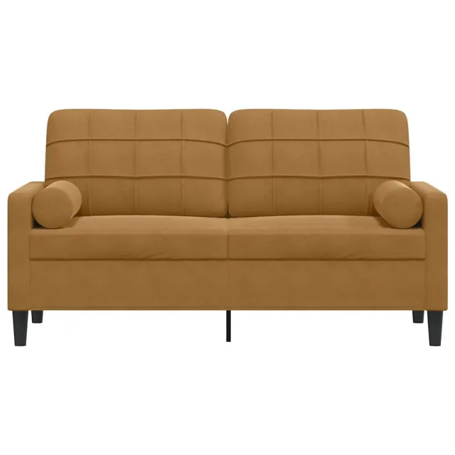 Canapé 2 places avec oreillers décoratifs brun 140 cm velours