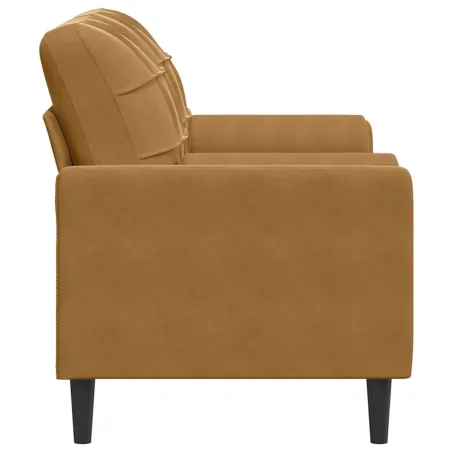 Canapé 2 places avec oreillers décoratifs brun 140 cm velours