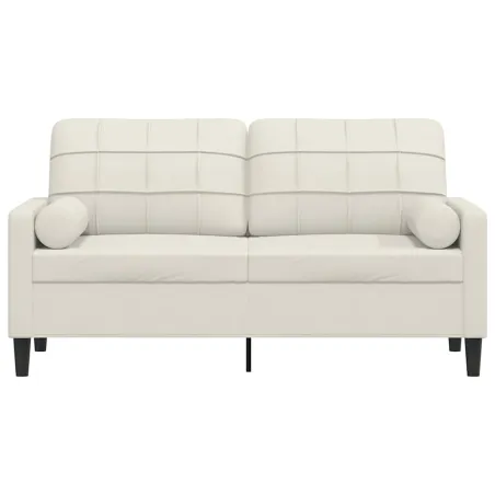 Canapé 2 places avec oreillers décoratifs crème 140 cm velours