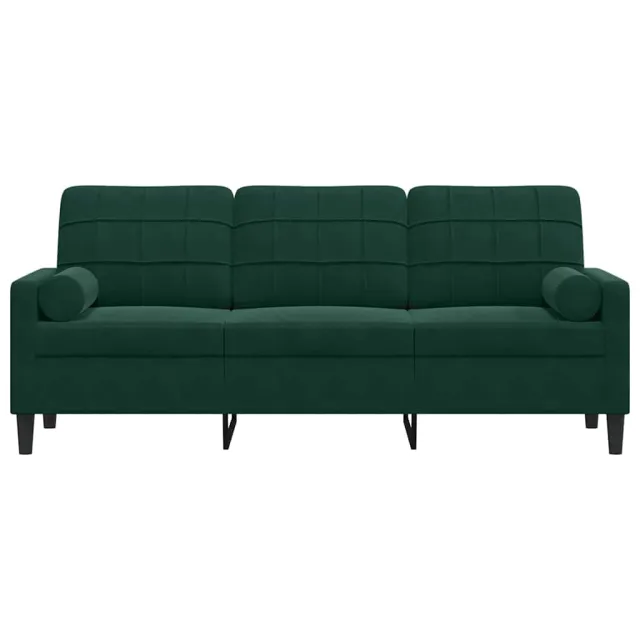 Canapé 3 places avec oreillers vert foncé 180 cm velours
