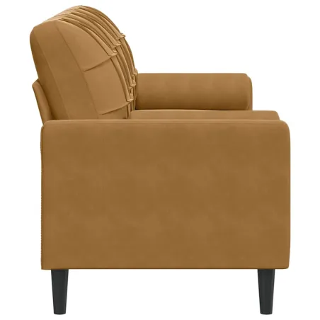 Canapé 3 places avec oreillers décoratifs marron 180 cm velours