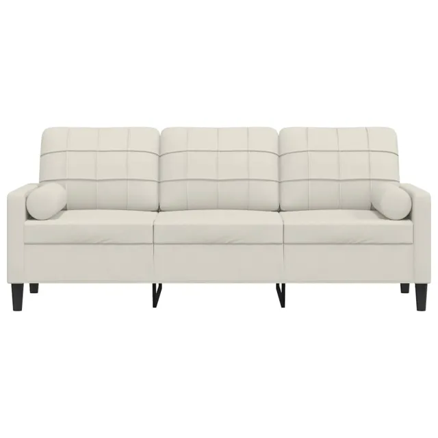 Canapé 3 places avec oreillers décoratifs crème 180 cm velours