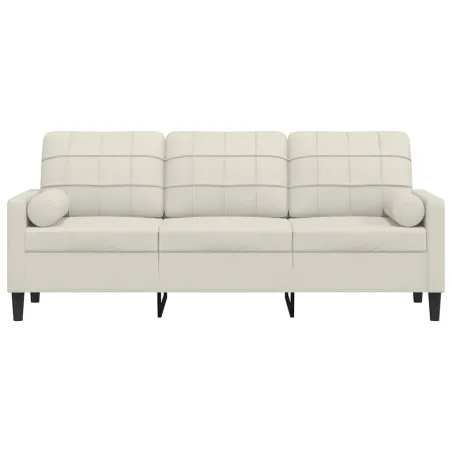 Canapé 3 places avec oreillers décoratifs crème 180 cm velours